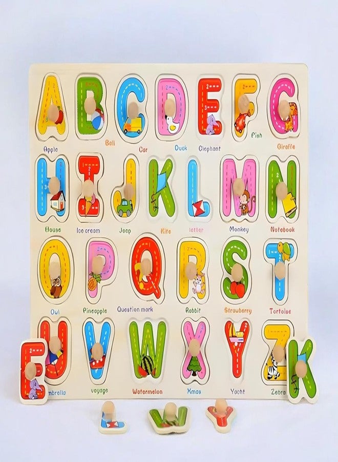 ستايلبيس لعبة أحجية مكعبات خشبية تعليمية من ستايل بيس | لعبة تعليمية تفاعلية للأطفال من عمر سنتين إلى خمس سنوات، مناسبة للأولاد والبنات، هدية مثالية لأعياد الميلاد (الحروف الأبجدية) - Image 1